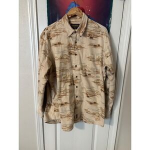 Woolrich John Rich & Bro Buffalo Mountain Scenic Print Flannel Shirt Mens XL 90s